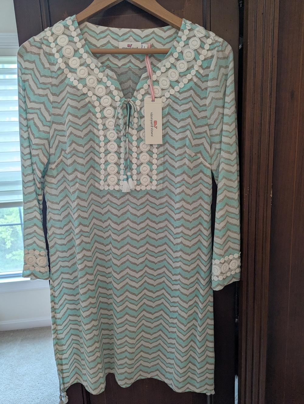 Chevron Tunic with White Crochet Trim